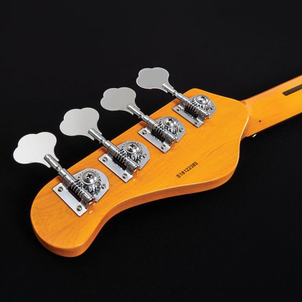 closeup of back of tuners on Oscar Schmidt electric guitar