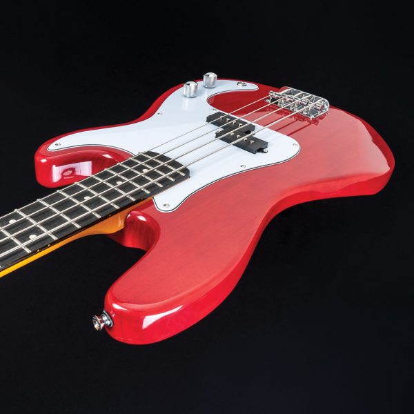 angled view of body of electric bass