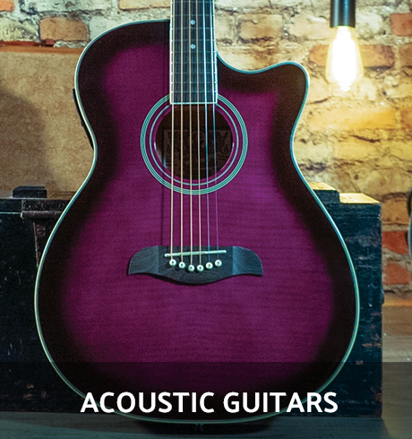 body of purple Oscar Schmidt acoustic guitar