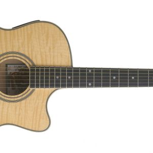 cream-colored Oscar Schmidt acoustic/electric guitar