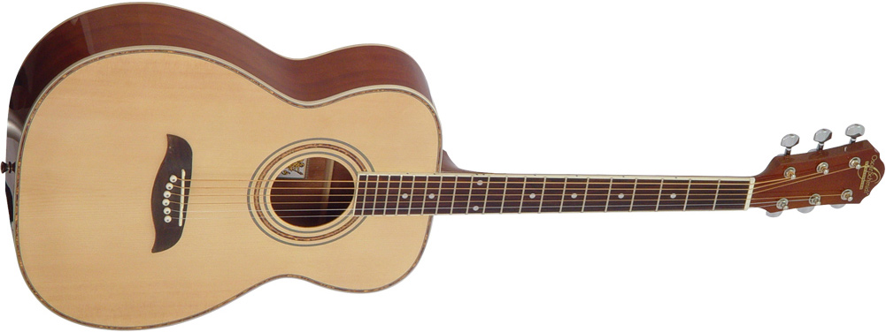 Oscar Schmidt cream colored acoustic guitar