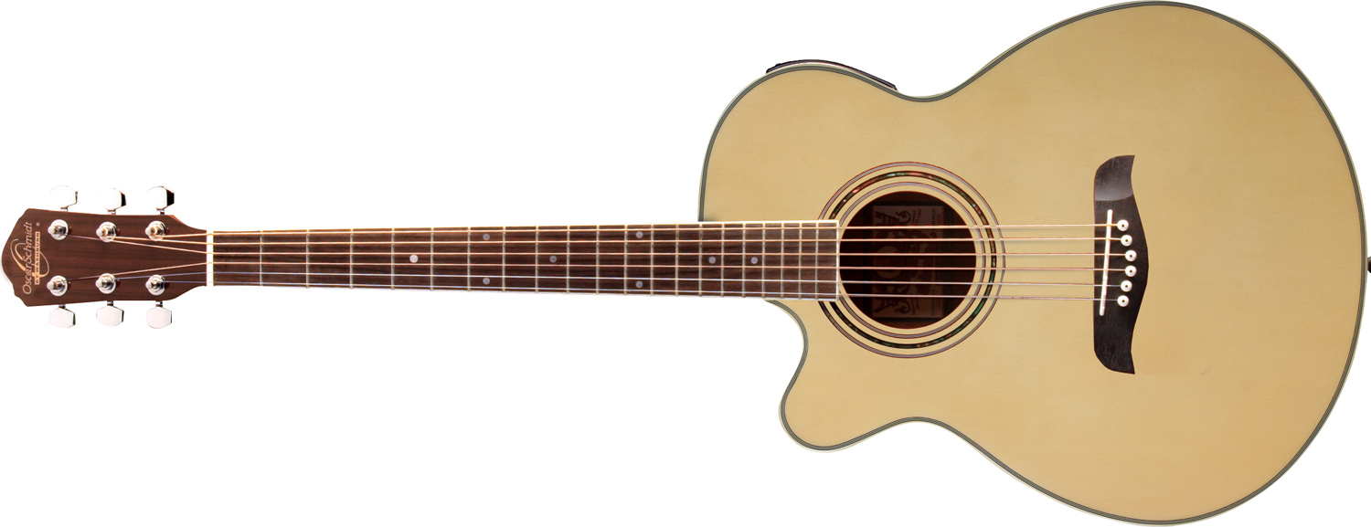 light tan Oscar Schmidt acoustic guitar