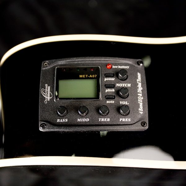 closeup of controls on Oscar Schmidt electric acoustic c guitar