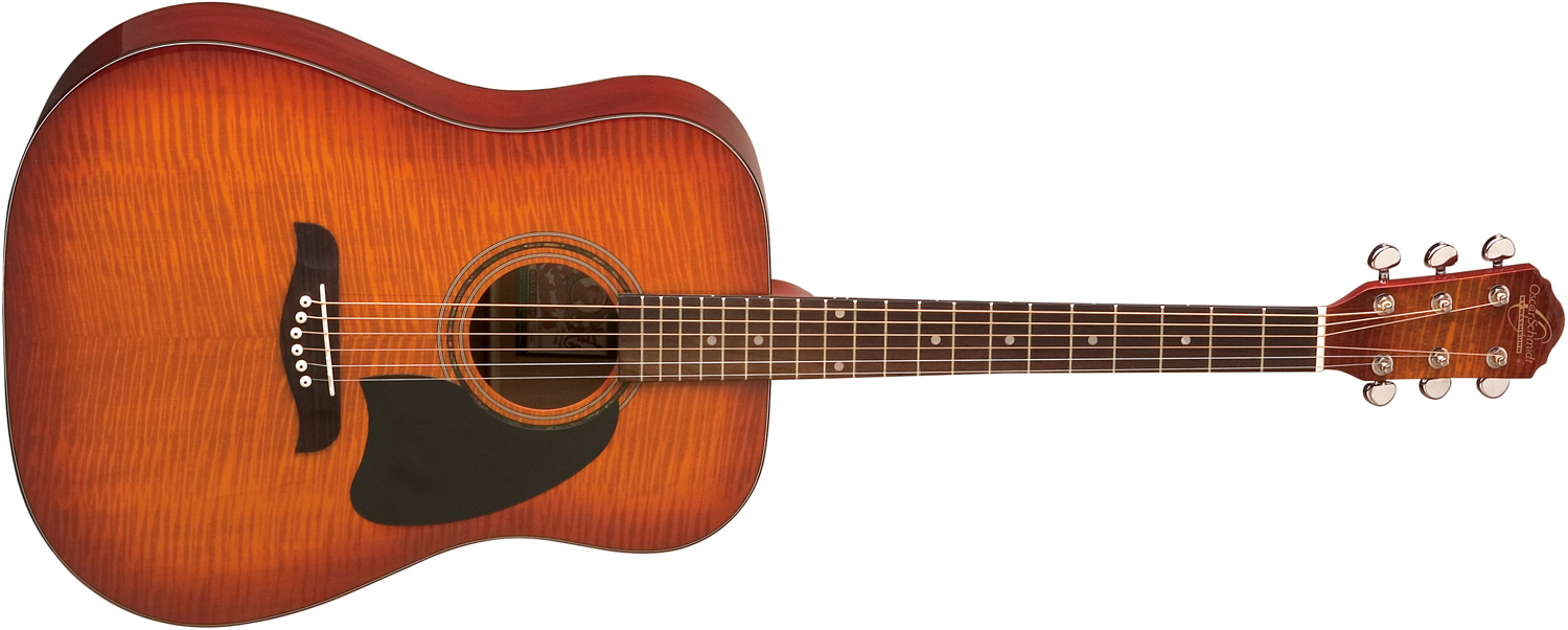 Oscar Schmidt orange-brown wood design acoustic guitar