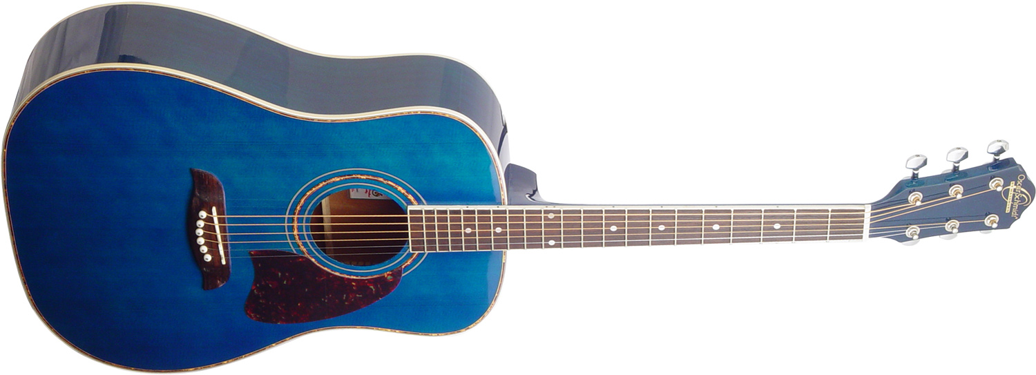 Oscar Schmidt blue acoustic guitar