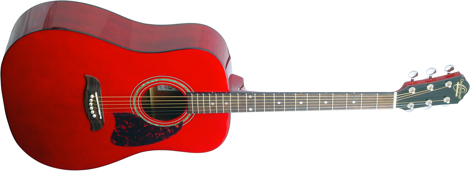 Oscar Schmidt red acoustic guitar