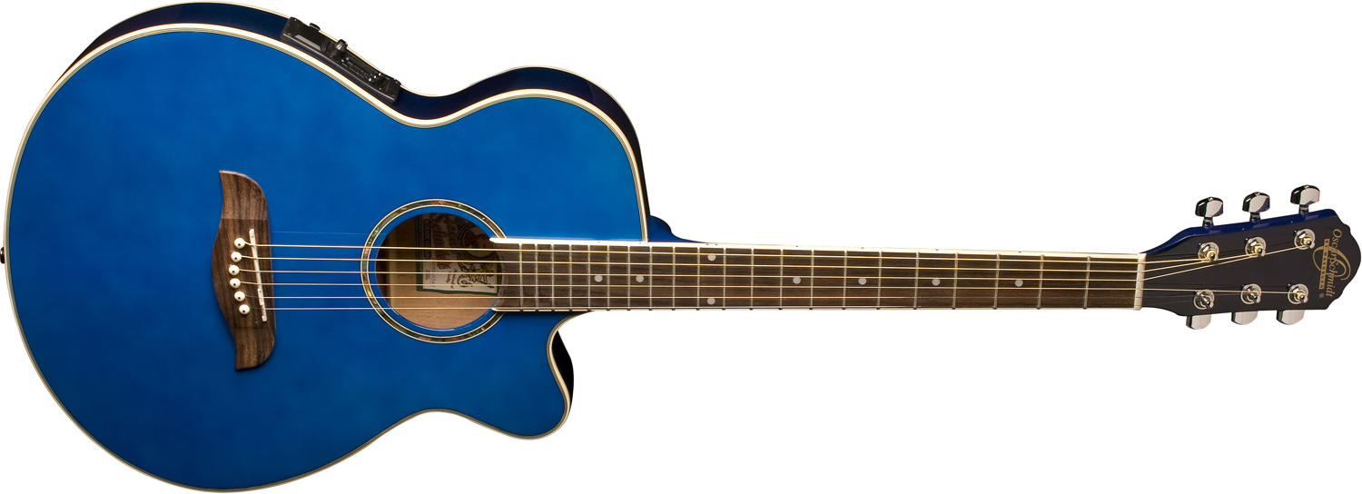 Oscar Schmidt blue acoustic/electric guitar