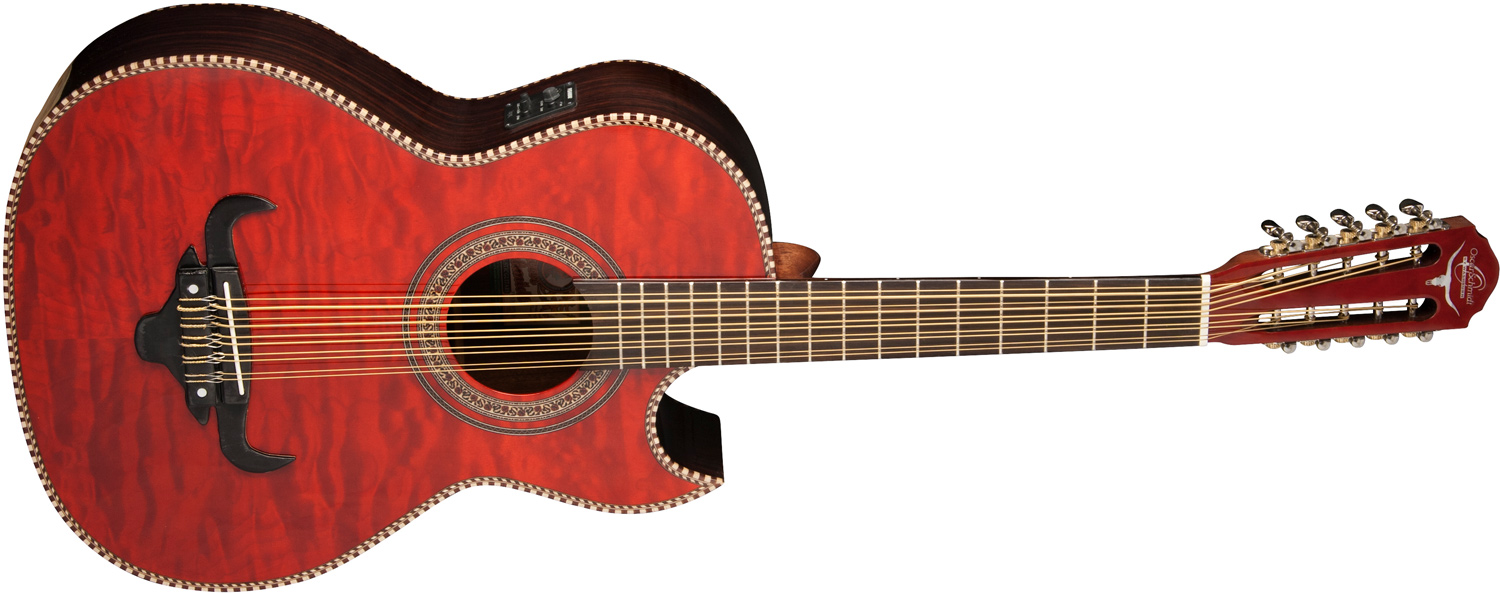 Oscar Schmidt red acoustic/electric 12-string guitar