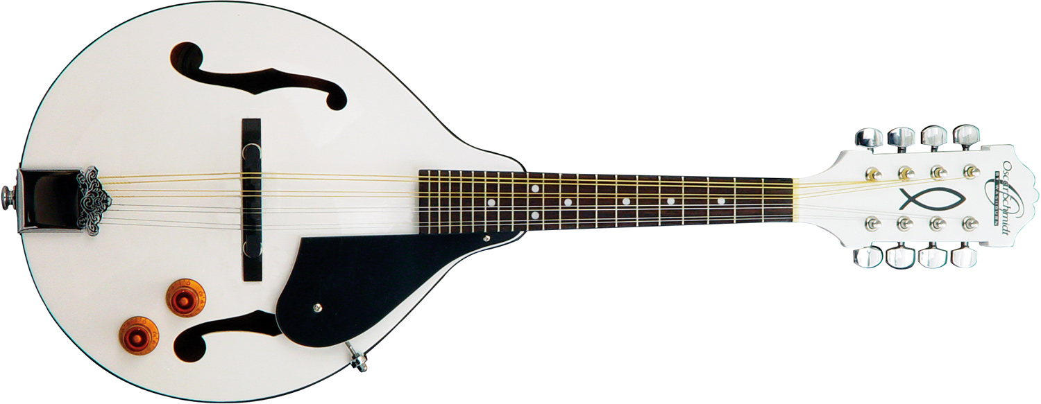 white Oscar Schmidt mandolin