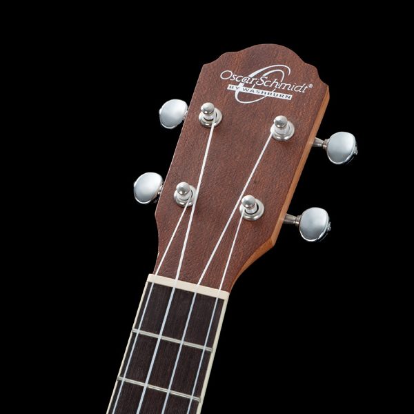 closeup of head of Oscar Schmidt ukulele