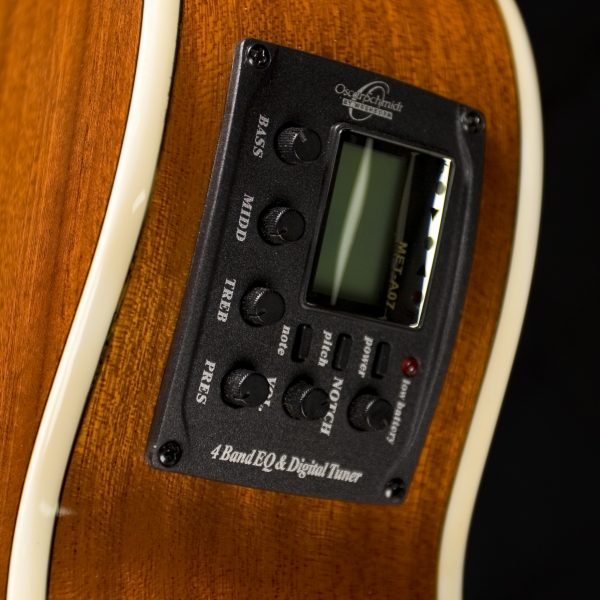closeup of controls on Oscar Schmidt acoustic electric guitar